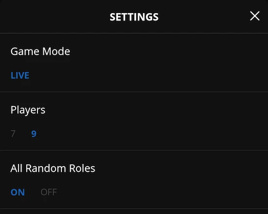 Game Settings Screen